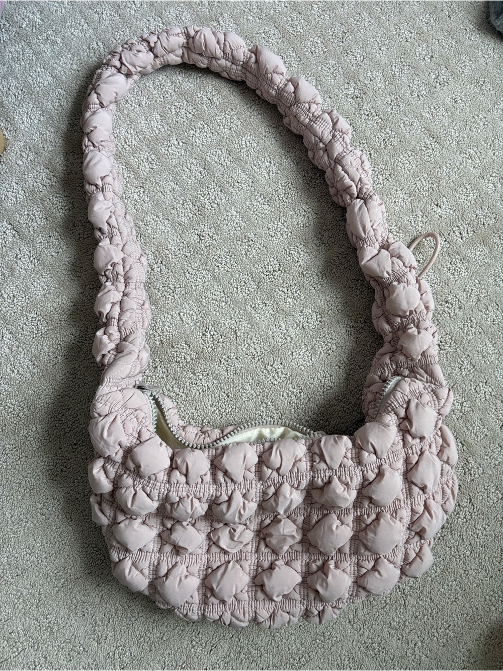 Quilted Puff Shoulder Bag in Light Pink - Unbranded